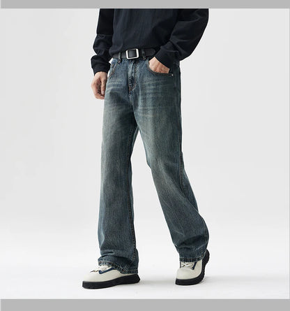 mens plus size retro fashion streetwear loose casual micro flared denim pants jeans cityboy jeans trousers 28 40 unique jeans style 2593