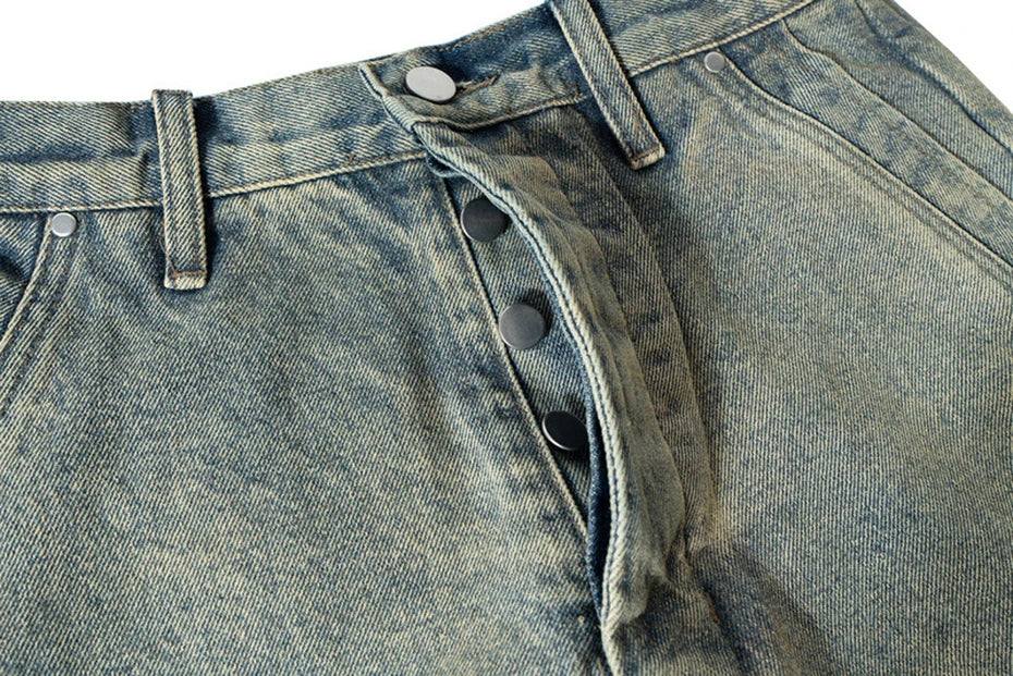 men vintage jeans distressed retro loose straight denim pants 2024 man ro style jeans trousers unique jeans style 828