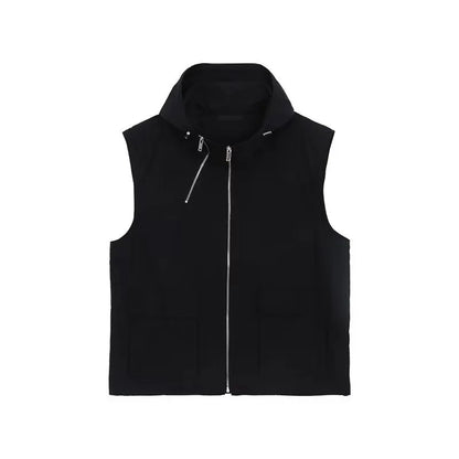 summer casual sleeveless set men hip hop loose hooded vest pockets straight leg cargo pants 2 piece outdoors sports camp suit unique cargo style 3847
