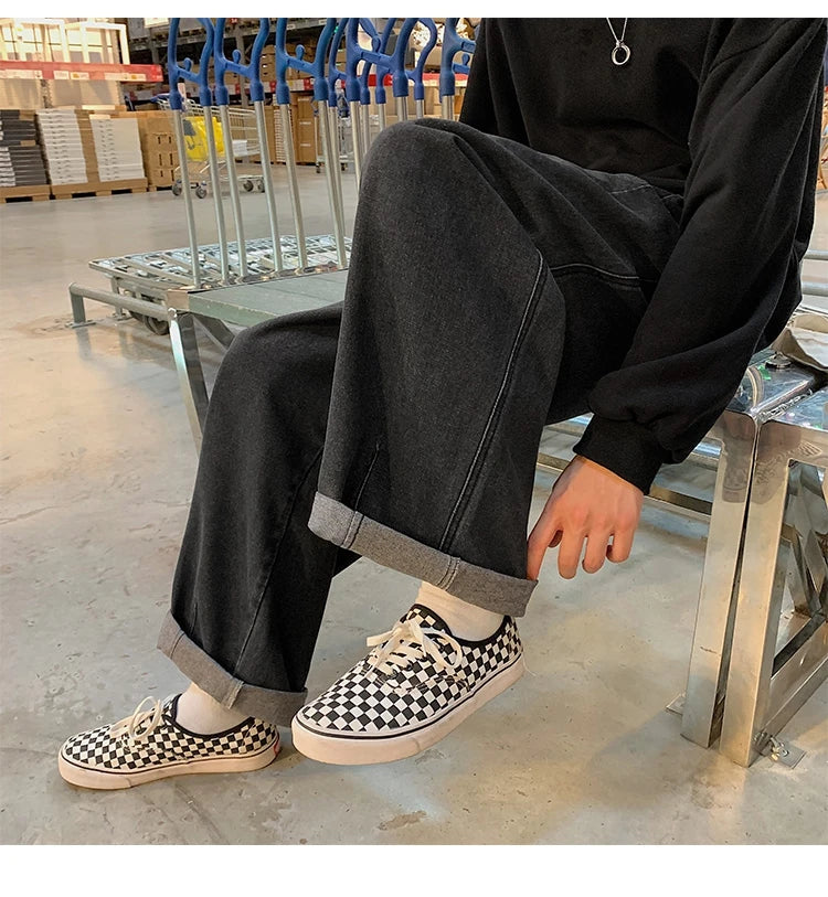 Men Wide Leg Jeans Loose Straight Baggy Denim Pant Men's Women's Streetwear Skateboard Pants Oversized Hip Hop Casual Trousers Street King Limited