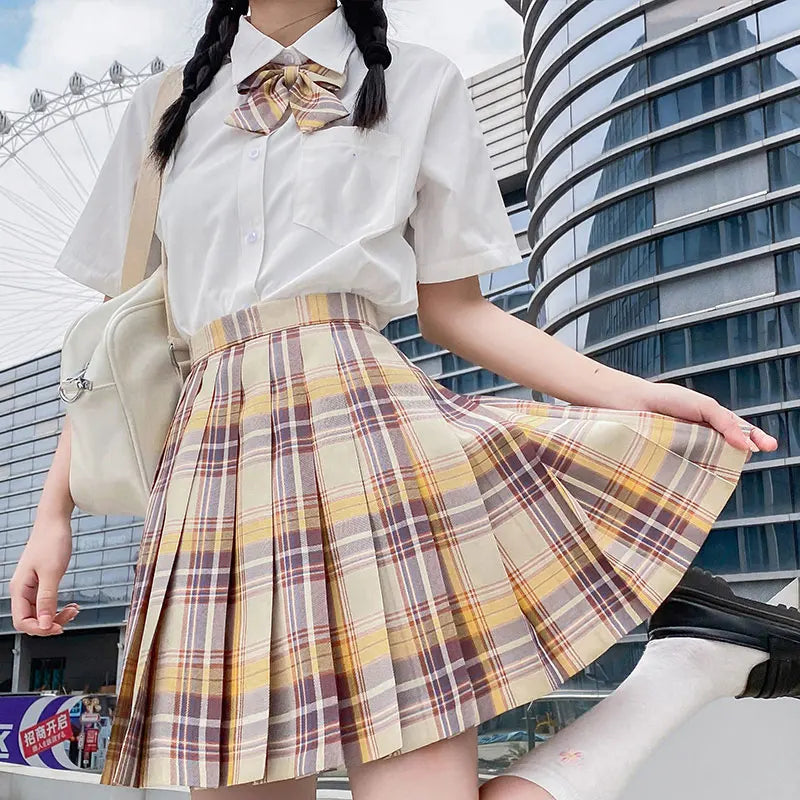 Jk Uniforms Gyaru School Uniform for Girl Student Pleated Skirt Uniform Set Women Short Sleeve Bow Tie Seifuku Japanese Style Street King Limited