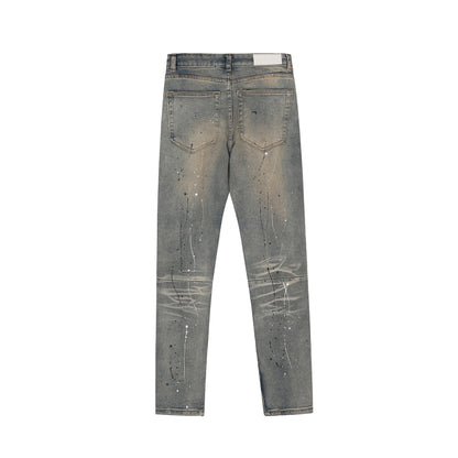 bottom zipper destroyed jeans skinny jeans ripped slim men biker jeans fashion graffiti printed streetwear hip hop pants joggers unique joggers style 5133