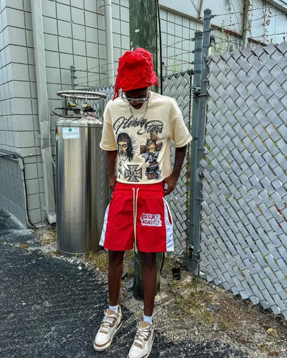Trendy Brand Fashion Versatile Loose Half-sleeved Top Men Y2k Harajuku Hip-hop Rock Anime Cartoon Printed Short-sleeved T-shirt Street King Limited