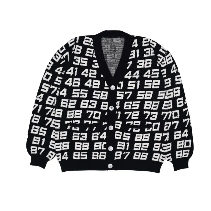 Jacquard pattern retro high street top warm Y2k women's sweater pullover knitted cardigan button super street top Street King Limited