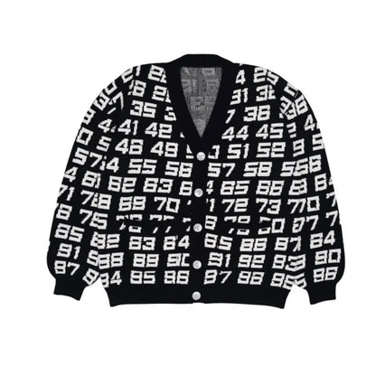 Jacquard pattern retro high street top warm Y2k women's sweater pullover knitted cardigan button super street top Street King Limited