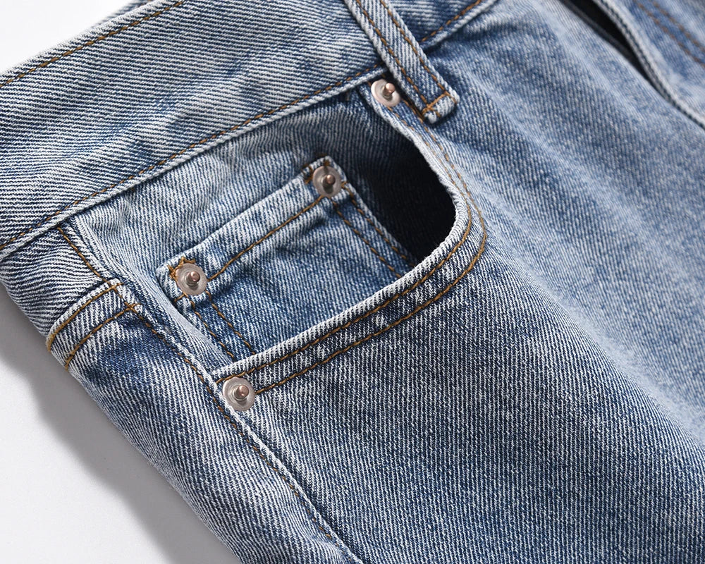string lace up frayed washed pantalones hombre baggy blue jeans for men y2k streetwear washed casual denim trousers oversized unique jeans style 3234