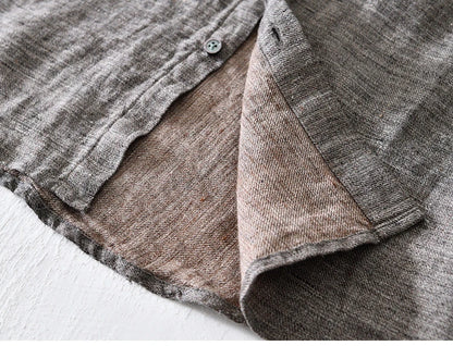 Vintage Linen Shirt Men Spring Autumn New Khaki Lapel Loose Long Sleeve Shirt Retro Casual Solid Breathable Cardigan Top Tees Street King Limited