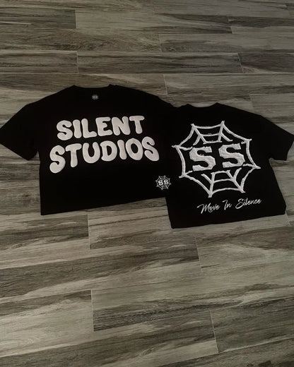 Trendy Brand Fashion Letters Cartoon Print Oversized Short-sleeved Men Y2k Harajuku Hip-hop Retro Loose Casual T-shirts Women Street King Limited