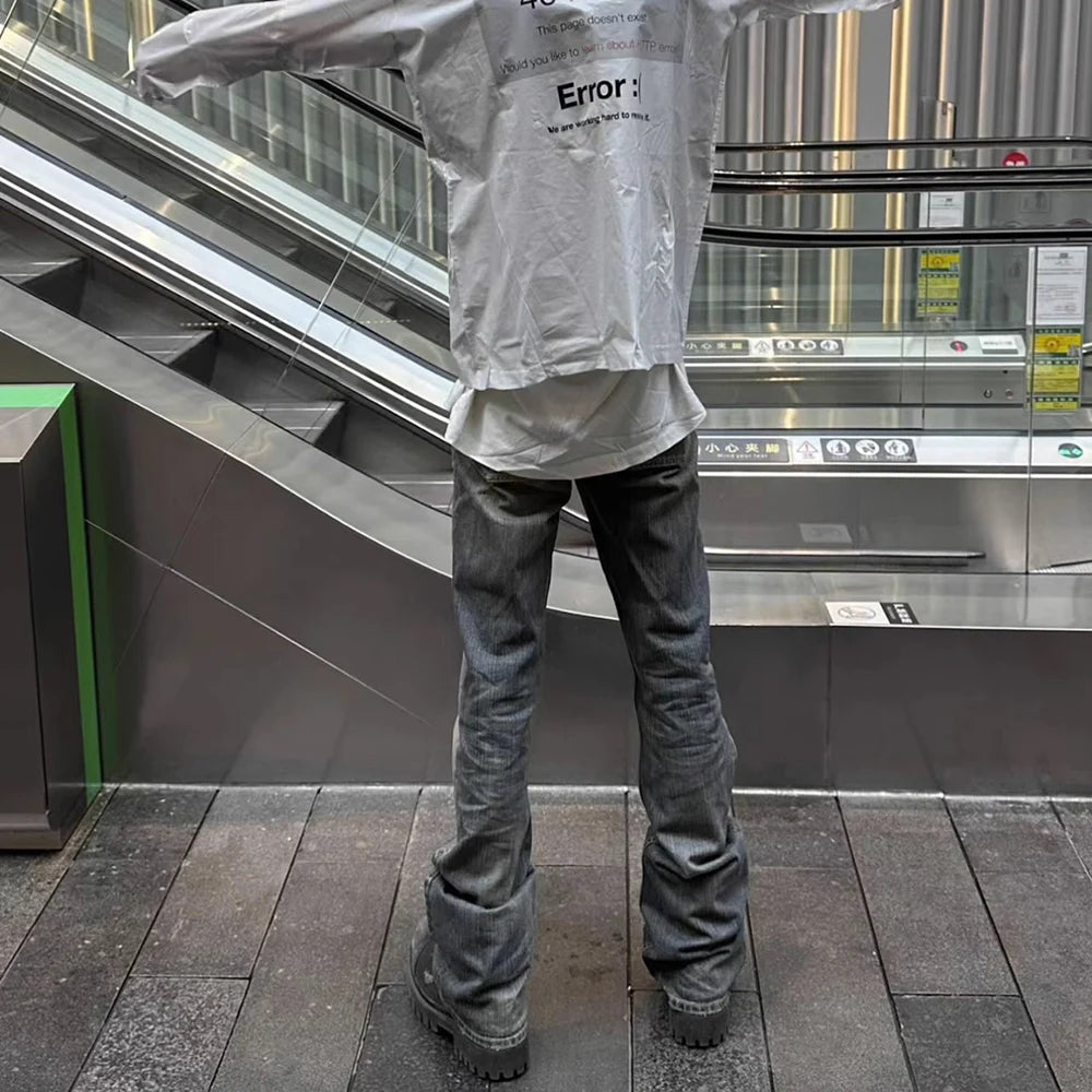 distressed micro rugged mud dyed boot cut jeans unisex straight y2k pantalones hombre casual washed denim pants oversized unique jeans style 1678
