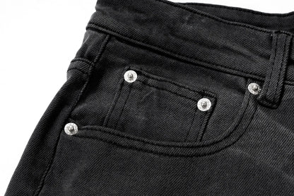 streetwear washed water wave patterned micro flared jeans for men straight pantalones hombre casual baggy denim trousers unique jeans style 4416