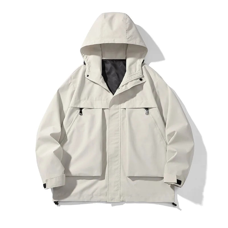 japanese outdoor jackets classic men solid color jacket spring autumn hooded coat basic zipper up windbreaker unisex outerwear unique default style 5325