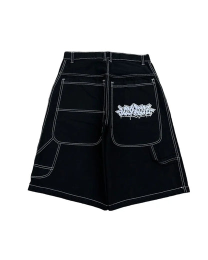 wexwear embroidery skate cargo jeans denim shorts baggy retro y2k harajuku gym basketball shorts streetwear men clothing unique cargo style 3805
