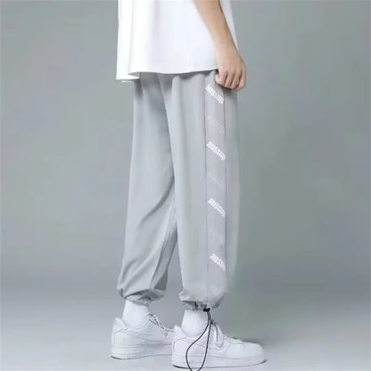 summer side letter printed straight pants mens drawstring sports joggers sweatpants y2k streetwear baggy casual trousers urban active pants