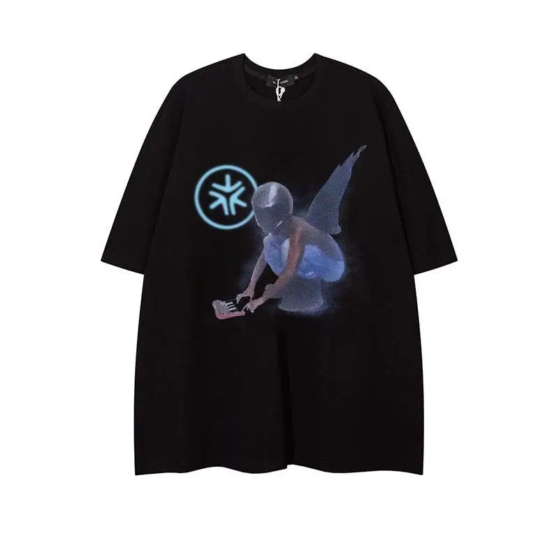 American cotton trendy brand simple letter printed T shirt summer y2k personalized loose hip hop street retro oversized T shirt Street King Limited