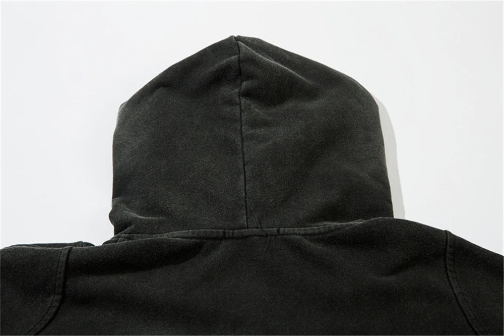 Vintage Zip Up Hoodie Jacket Y2K Punk Gothic Loose Washed Hooded Sweatshirt Coat 2024 Harajuku Cotton Streetwear Street King Limited