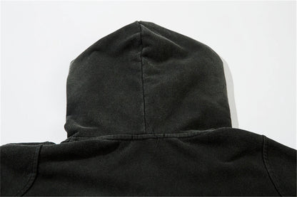 Vintage Zip Up Hoodie Jacket Y2K Punk Gothic Loose Washed Hooded Sweatshirt Coat 2024 Harajuku Cotton Streetwear Street King Limited