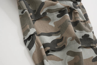 streetwear side pockets camouflage baggy cargo pants men and women straight patchwork casual jeans loose oversize denim trousers unique cargo style 2887