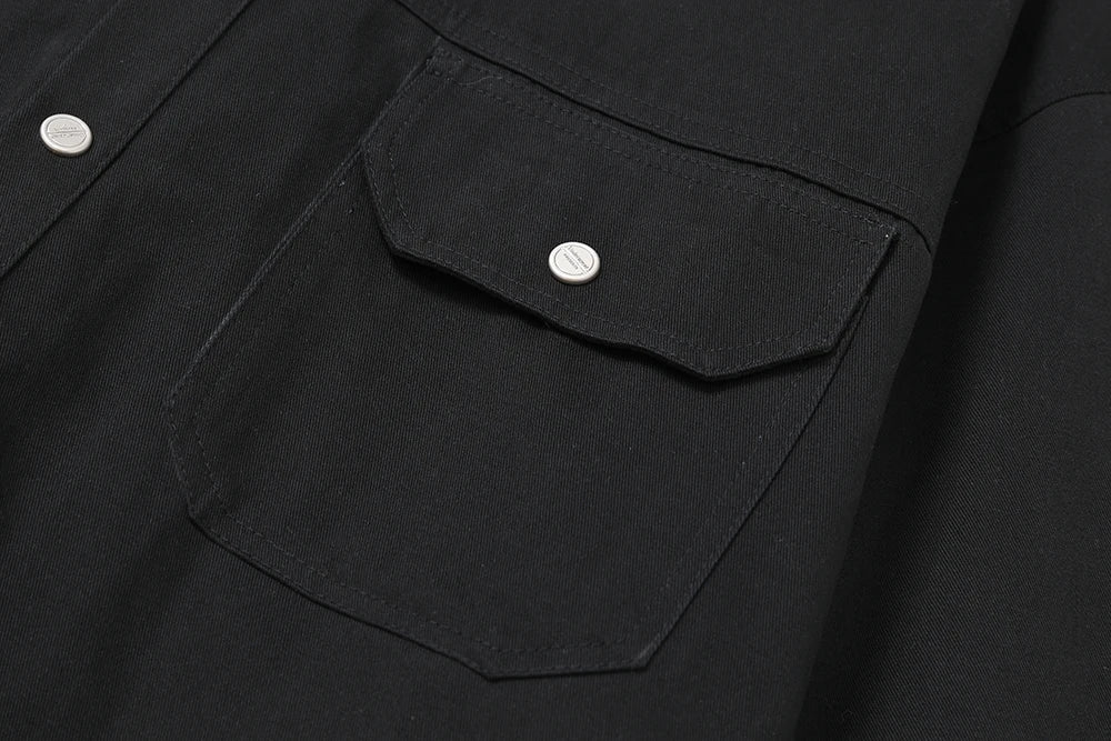 Back Zipper Vibe Style Black Long Sleeve Shirts Jackets for Men Streetwear Y2k Baggy Ropa Hombre Camisas Oversized Loose Coat Street King Limited
