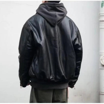 japanese street motorcycle set men thickened stand collar hip hop leather jacket harajuku casual pants 2 pcs bomber suit 2023 unique default style 4336