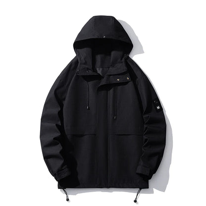 autumn mens lightweight waterproof jacket basic solid colours outdoor clothing daily travel unisex hooded jackets windbreaker relaxed fit trousers