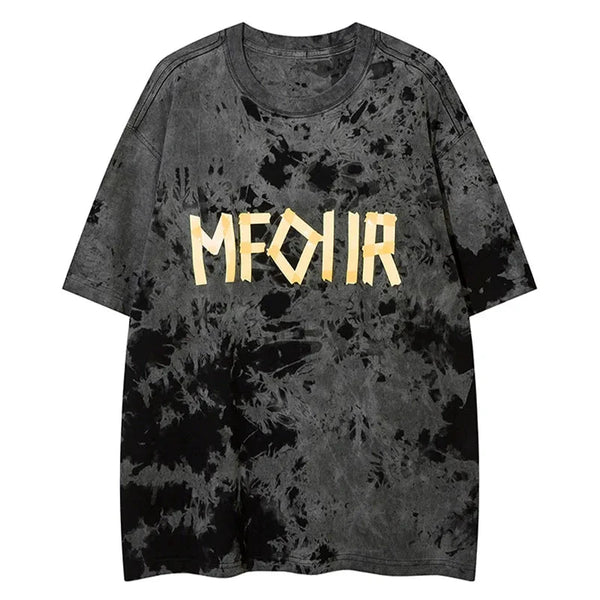 Men Tie Dye Oversized T Shirts Harajuku Rap Hip Hop Music Short Sleeve T Shirt High Street Couple Tees Tops 3 Colors Optional Street King Limited