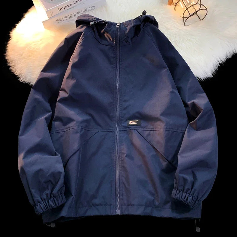mens windbreaker solid color jackets outerwear tactical waterproof pilot coat men sports jacket autumn large size hoodie coats unique default style 5678