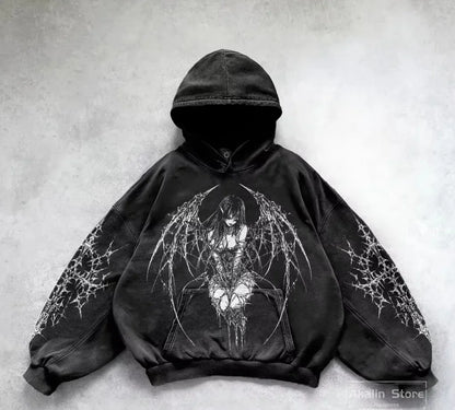 Harajuku all cotton hoodies women heavy material gothic punk oversized hoodie sweatshirts goth y2k tops streetwear clothes Street King Limited