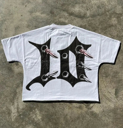 Y2k Streetwear Gothic Anime Graphic Print Oversized T-Shirt Men's Fashion Harajuku Rock Loose Round Neck Casual Short Sleeve Top Street King Limited