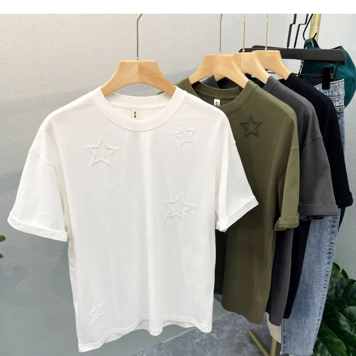 2024 American style men and women summer pentagram round neck short sleeved trendy couple loose retro casual T-shirt top y2k Street King Limited