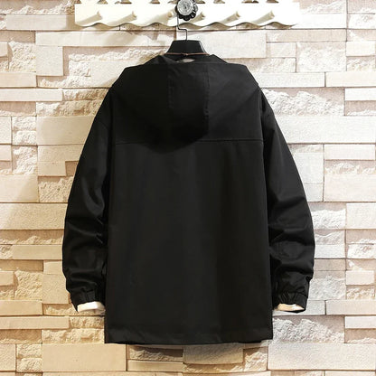 men jacket multi pockets hooded outwear korean fashion patch jackets zipper coats retro techwear oversize men clothing menswear bottoms