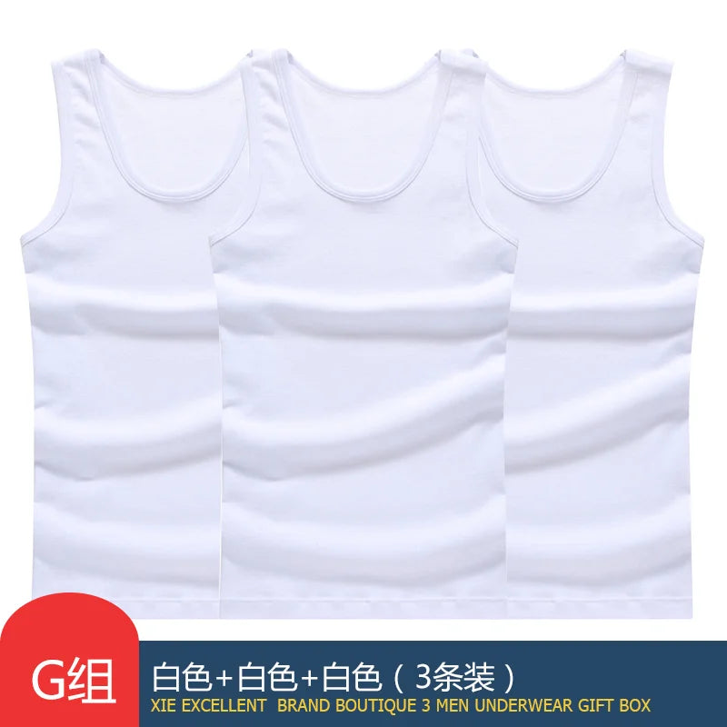 Hot Sale 3pcs / 100% Cotton Mens Sleeveless Tank Top Solid Muscle Vest Undershirts O-neck Gymclothing Tees Whorl Tops Street King Limited