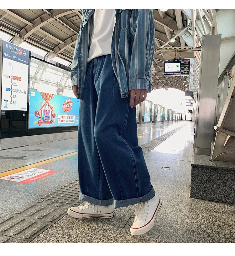 Men Wide Leg Jeans Loose Straight Baggy Denim Pant Men's Women's Streetwear Skateboard Pants Oversized Hip Hop Casual Trousers Street King Limited