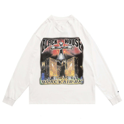 "Black House" Unisex Men Women Streetwear Graphic Sweatshirt Daulet Apparel