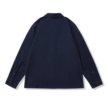Amekaji Vintage Long Sleeve Cargo Shirt Men Kahki Lapel Multi-pocket Thick Tooling Shirt Autumn Engineer Workwear Cardigan Tops Street King Limited