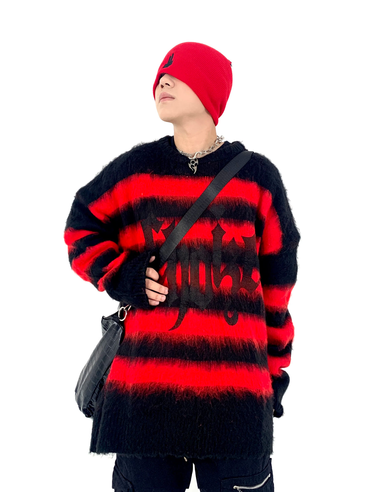 Hip Hop Striped Oversized Sweater Mens Autumn Winter Punk O-neck Long Sleeve Pullover Streetwear Casual Loose Sweaters Clothing Street King Limited