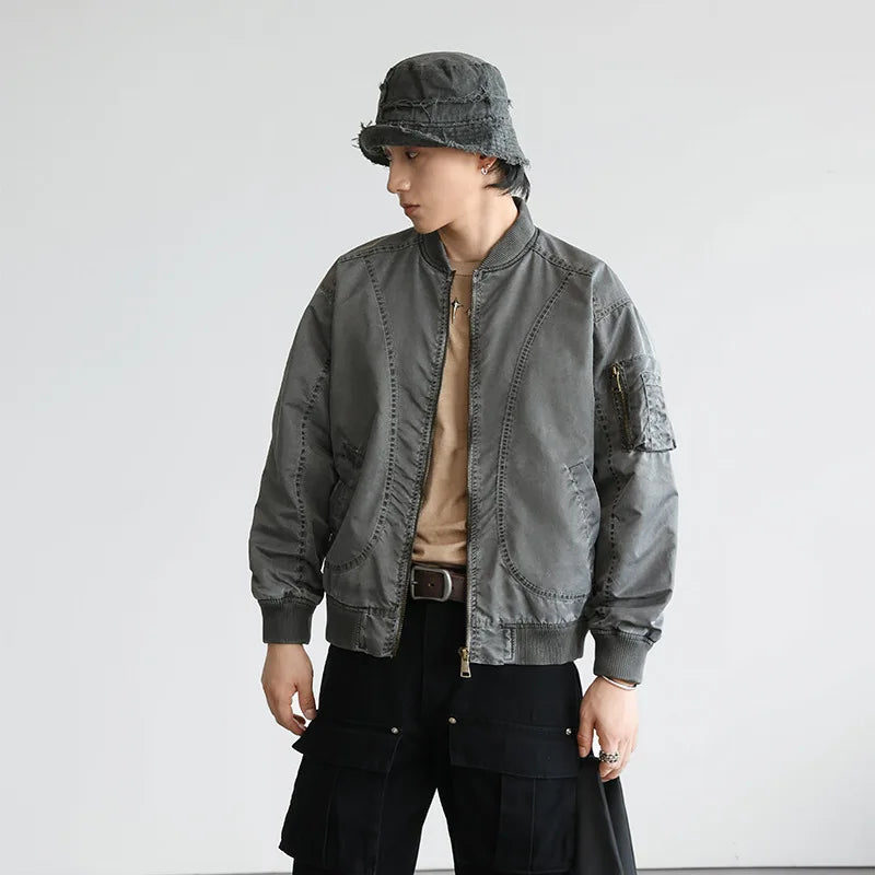 men streetwear fashion hip hop loose casual plus size cargo baseball jacket cityboy spring autumn bomber coat man outerwear unique cargo style 749