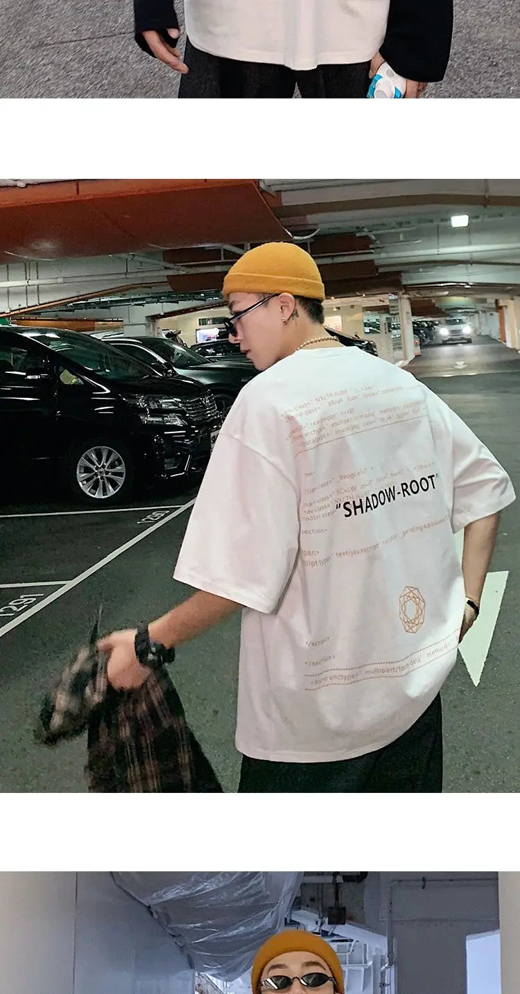 Summer quarter-sleeved men's T-shirt ins clothes trend Korean style loose mid-sleeve short-sleeved T-shirt half-sleeved T shirts Street King Limited