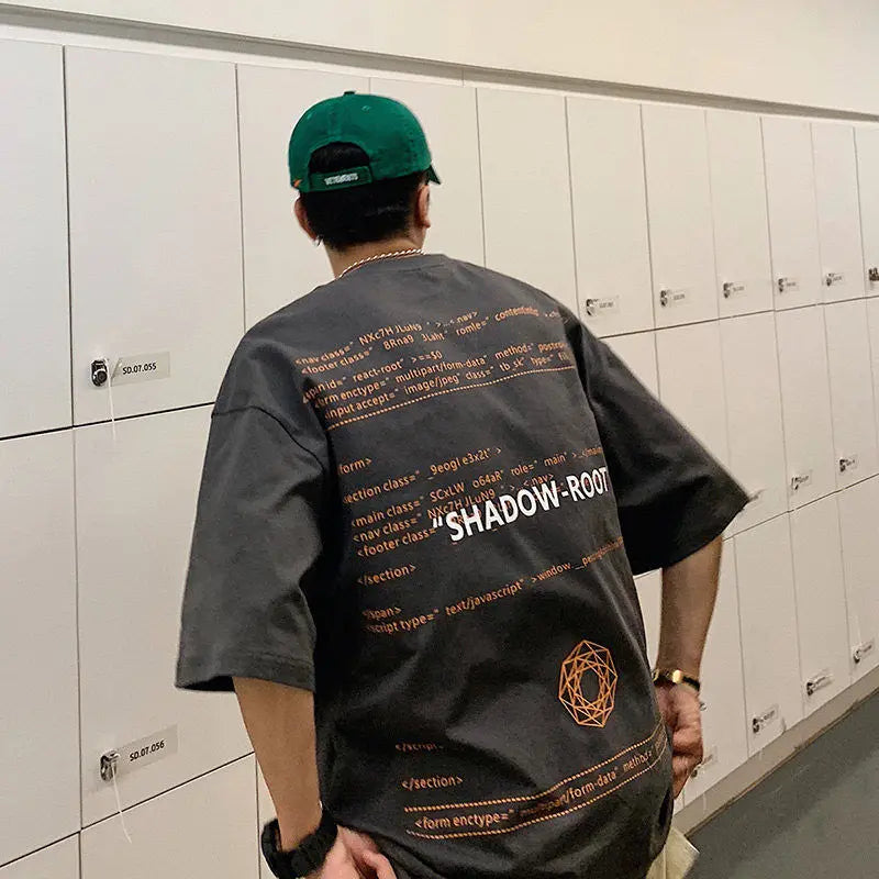 Summer quarter-sleeved men's T-shirt ins clothes trend Korean style loose mid-sleeve short-sleeved T-shirt half-sleeved T shirts Street King Limited