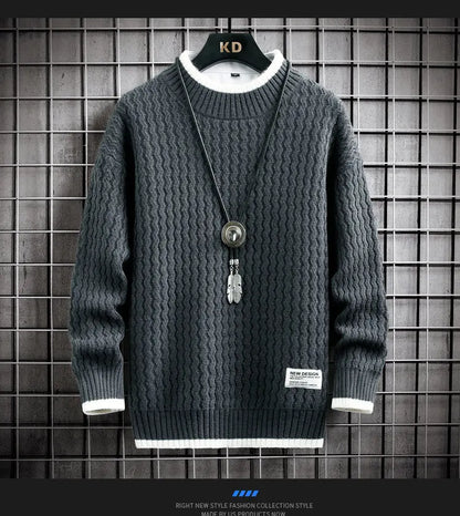 Brand Clothing Men's Loose Pullover Male Slim Fit Fashion Knitted Sweater Man  Thick Warm Pull Homme Retro Stripe Sweaters 4XL Street King Limited
