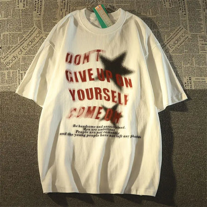 Heavy cotton short-sleeved T-shirt men's spring and summer loose European and American style high street hiphop T-shirt tops emo Street King Limited