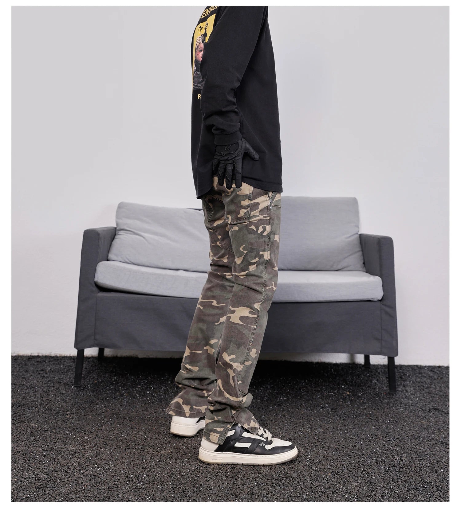 mens hip hop streetwear denim pants fashion camouflage pants 2023 harajuku cotton zipper joggers slim fit jeans trousers pants unique joggers style 1714