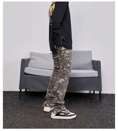 mens hip hop streetwear denim pants fashion camouflage pants 2023 harajuku cotton zipper joggers slim fit jeans trousers pants unique joggers style 1714