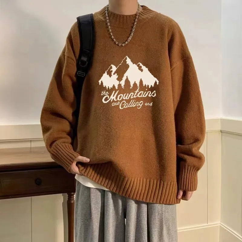 New High Street Graphic Print Knitted Sweater For Men Hip Hop Letter Pullovers Femme 2025 Autumn Casual Y2K Vintage Knitwears Street King Limited