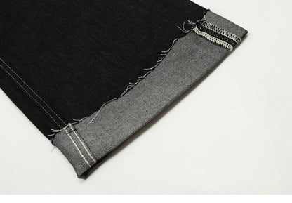 men women streetwear fashion loose casual wide leg straight black denim jeans pant boyfriend y2k baggy jeans trousers unique jeans style 2266