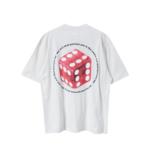 Summer Vintage Retro Dice Printing High-Street Casual Loose T-Shirt Tops Street King Limited