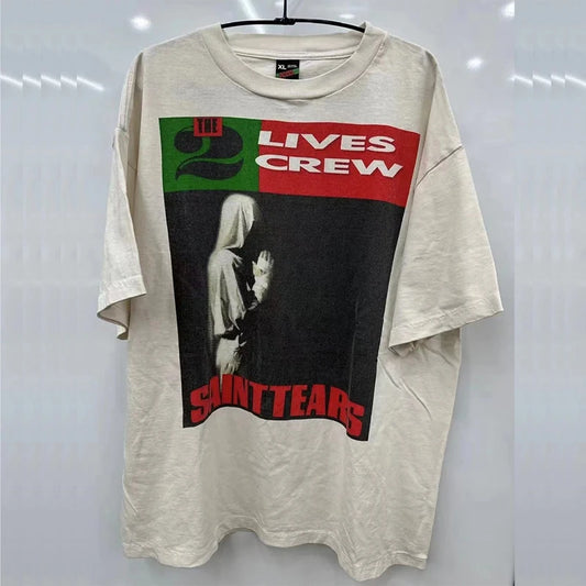 New SAINT T Shirt Letter Printing Summer Good Quality Men Woman Loose Casual Versatile Lovers Vintage Tops Tee Street King Limited