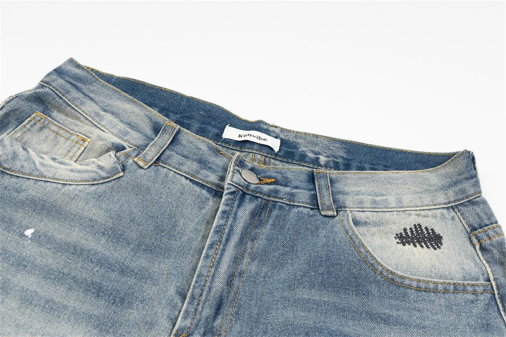 mens fashion ripped jeans blue straight baggy jeans trousers luxury loose casual distressed denim pants male 1 unique jeans style 4444