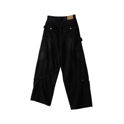 high street multi pocket washed black cargo pants for men wide leg baggy casual jeans oversized baggy denim trousers 2 unique cargo style 1121