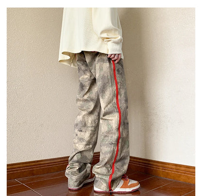 2023 outdoor side zipper camouflage baggy men cargo tracksuit pants overalls hip hop women sport long trousers spodnie dresowe unique cargo style 4078