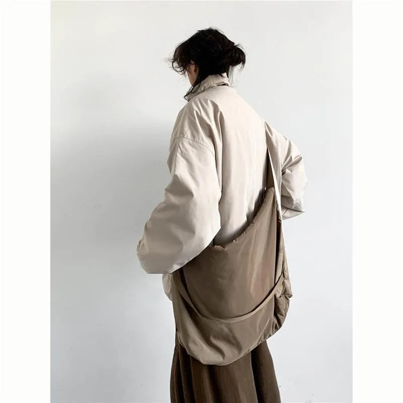 winter 2024 japanese college set mens vintage stand collar cotton jacket casual wide leg pants 2 piece suits male street 2 pcs unique default style 4182
